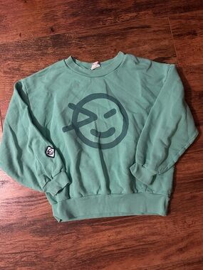 Wynken Green Graphic Print Logo Pullover Sweatshirt Crew Neck 8Y Kids